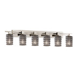 Bathroom Fixtures Five+Lights by Justice Designs ( 102 | WGL-8706-10-GRCB-NCKL-LED6-4200 Wire Glass ) 