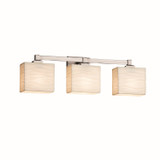 Bathroom Fixtures Three Lights by Justice Designs ( 102 | PNA-8433-55-WAVE-NCKL Porcelina ) 