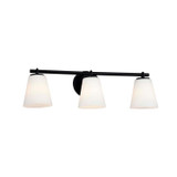 Bathroom Fixtures Three Lights by Justice Designs ( 102 | FSN-8033-OPAL-MBLK Fusion ) 