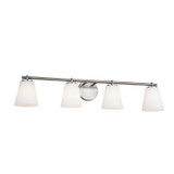 Bathroom Fixtures Four Lights by Justice Designs ( 102 | FSN-8034-OPAL-NCKL Fusion ) 