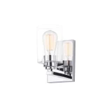 Sconces Single Glass by Justice Designs ( 102 | FSN-8091-CLER-CROM Cilindro ) 