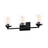 Bathroom Fixtures Three Lights by Justice Designs ( 102 | FSN-8093-CLER-MBLK Fusion ) 