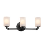 Bathroom Fixtures Three Lights by Justice Designs ( 102 | FSN-8463-10-FRCR-MBLK Fusion ) 