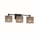 Bathroom Fixtures Three Lights by Justice Designs ( 102 | WGL-8423-30-GRCB-MBLK-LED3-2100 Wire Glass ) 