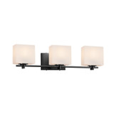 Bathroom Fixtures Three Lights by Justice Designs ( 102 | FSN-8443-55-OPAL-MBLK Fusion ) 
