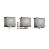 Bathroom Fixtures Three Lights by Justice Designs ( 102 | FAB-8443-55-GRAY-CROM Textile ) 