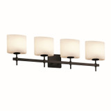 Bathroom Fixtures Four Lights by Justice Designs ( 102 | FSN-8414-30-OPAL-MBLK Fusion ) 