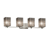 Bathroom Fixtures Four Lights by Justice Designs ( 102 | WGL-8444-15-GRCB-NCKL Wire Glass ) 