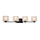Bathroom Fixtures Four Lights by Justice Designs ( 102 | FSN-8444-55-FRCR-MBLK-LED4-2800 Fusion ) 