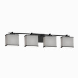 Bathroom Fixtures Four Lights by Justice Designs ( 102 | FSN-8444-55-OPAL-MBLK Fusion ) 