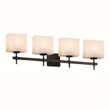 Bathroom Fixtures Four Lights by Justice Designs ( 102 | FSN-8414-55-OPAL-MBLK Fusion ) 