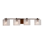 Bathroom Fixtures Four Lights by Justice Designs ( 102 | FSN-8444-55-SEED-DBRZ Fusion ) 