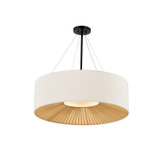 Pendants Drum Shade by Justice Designs ( 102 | FAB-9574-CREM-MBLK Textile ) 