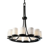 Mid. Chandeliers Glass Up by Justice Designs ( 102 | POR-8763-10-WFAL-DBRZ-LED12-8400 Limoges ) 