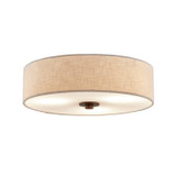 Flush Mounts Drum Shade by Justice Designs ( 102 | FAB-9595-CREM-DBRZ Textile ) 