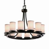 Mid. Chandeliers Glass Up by Justice Designs ( 102 | FAB-8768-10-WHTE-MBLK Textile ) 