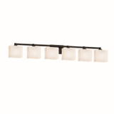 Bathroom Fixtures Five+Lights by Justice Designs ( 102 | FSN-8436-55-OPAL-MBLK-LED6-4200 Fusion ) 