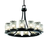 Mid. Chandeliers Glass Up by Justice Designs ( 102 | GLA-8768-16-CLRT-MBLK-LED12-8400 Veneto Luce ) 