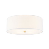 Flush Mounts Drum Shade by Justice Designs ( 102 | FAB-9731-WHTE-BRSS Textile ) 