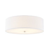 Flush Mounts Drum Shade by Justice Designs ( 102 | FAB-9732-WHTE-NCKL Textile ) 