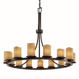 Large Chandeliers Glass Shade by Justice Designs ( 102 | CNDL-8715-14-AMBR-DBRZ-LED15-10500 CandleAria ) 