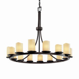 Large Chandeliers Glass Shade by Justice Designs ( 102 | CNDL-8715-14-CREM-DBRZ-LED15-10500 CandleAria ) 