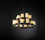 Mid. Chandeliers Glass Up by Justice Designs ( 102 | CNDL-8767-10-CREM-DBRZ CandleAria ) 