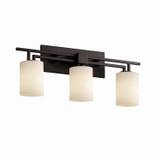 Bathroom Fixtures Three Lights by Justice Designs ( 102 | FSN-8703-10-OPAL-MBLK-LED3-2100 Fusion ) 