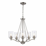 Mid. Chandeliers Glass Up by Trans Globe Imports ( 110 | 80525 BN Mod Pod ) 