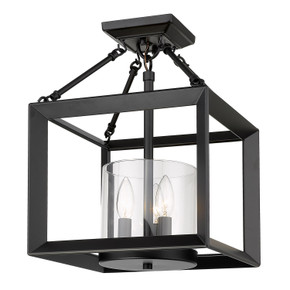 Semi-Flush Mts. Cage by Golden ( 62 | 2073-SF BLK-CLR Smyth ) 