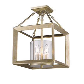 Semi-Flush Mts. Cage by Golden ( 62 | 2073-SF WG-CLR Smyth ) 
