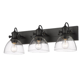 Bathroom Fixtures Three Lights by Golden ( 62 | 3118-BA3 BLK-CLR Hines ) 
