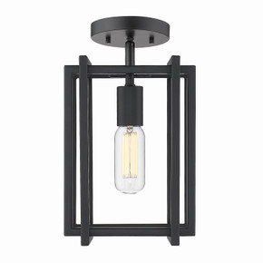 Semi-Flush Mts. Cage by Golden ( 62 | 6070-1SF BLK-BLK Tribeca ) 