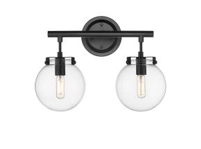 Bathroom Fixtures Two Lights by Innovations ( 405 | 351-2W-BK-CL-LED Auralume ) 