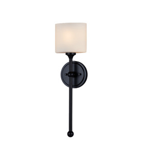 Sconces Single Glass by Justice Designs ( 102 | FSN-4331-OPAL-MBLK Fusion ) 