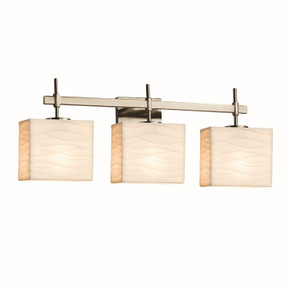 Bathroom Fixtures Three Lights by Justice Designs ( 102 | PNA-8413-55-WAVE-NCKL-LED3-2100 Porcelina ) 