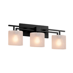 Bathroom Fixtures Three Lights by Justice Designs ( 102 | FSN-8703-30-FRCR-MBLK Fusion ) 