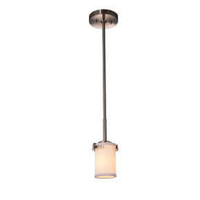 Mini Pendants Drum Shade by Justice Designs ( 102 | FAB-8455-10-WHTE-NCKL-LED1-700 Textile ) 
