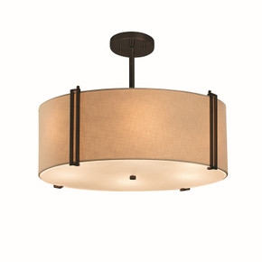 Pendants Drum Shade by Justice Designs ( 102 | FAB-9511-CREM-DBRZ-LED4-2800 Textile ) 