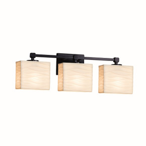 Bathroom Fixtures Three Lights by Justice Designs ( 102 | PNA-8423-55-WAVE-MBLK Porcelina ) 
