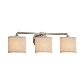 Bathroom Fixtures Three Lights by Justice Designs ( 102 | FAB-8463-30-CREM-NCKL Textile ) 