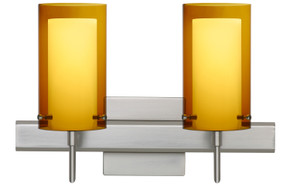 Bathroom Fixtures Two Lights by Besa ( 74 | 2SW-G44007-SN-SQ Pahu ) 