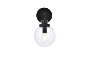Sconces Single Glass by Elegant Lighting ( 173 | LD7031W8BK Hanson ) 