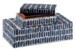 Home Accents Boxes by Currey and Company ( 142 | 1200-0199 Indigo Collection ) 