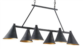 Linear/Island 4 Light + by Currey and Company ( 142 | 9841 Culpepper Black Rectangular Chandelier ) 