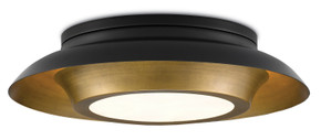 Flush Mounts Metal Shade by Currey and Company ( 142 | 9999-0045 Metaphor Black & Brass Flush Mount ) 