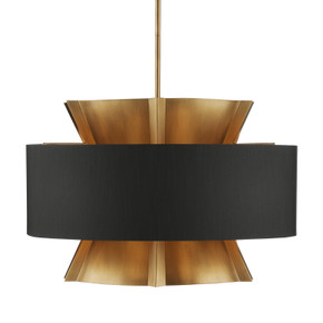 Mid. Chandeliers Drum Shade by Currey and Company ( 142 | 9000-0970 Oxenwood Brass & Black Chandelier ) 