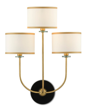 Sconces Triple Candle by Currey and Company ( 142 | 5000-0192 Croydon Brass Wall Sconce ) 