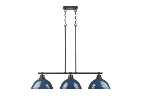 Linear/Island 3 Light Bar by Golden ( 62 | 3602-3LP BLK-NVY Duncan ) 