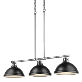 Linear/Island 3 Light Bar by Golden ( 62 | 3602-3LP CH-BLK Duncan ) 